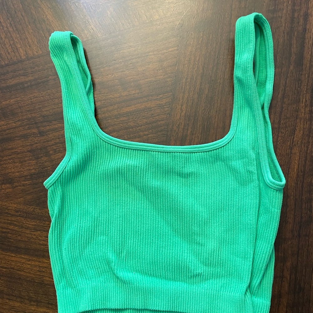 Zara Vibrant Green Ribbed Tank Top